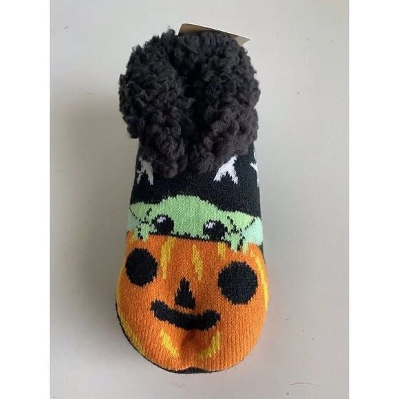 Baby Yoda Halloween Pumpkin Slipper Socks Sz 4-10 Grogu Star Wars Non-Slip NEW - Picture 1 of 9